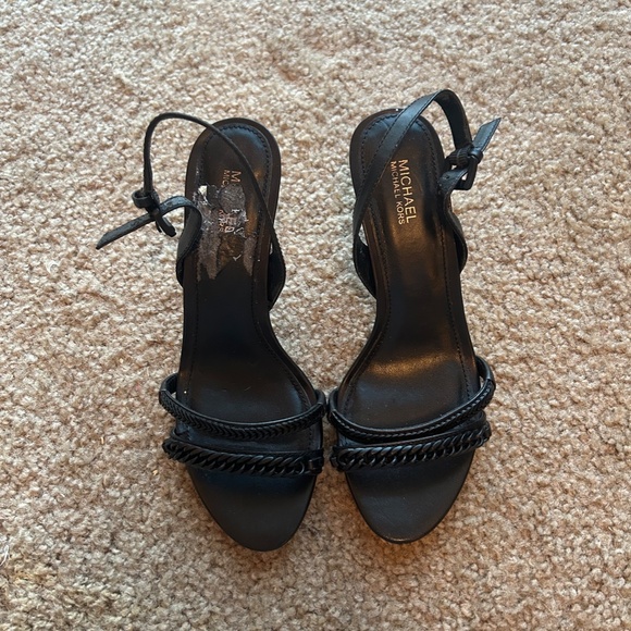 Michael Kors Black Heels with Chain Accent - Picture 3 of 9